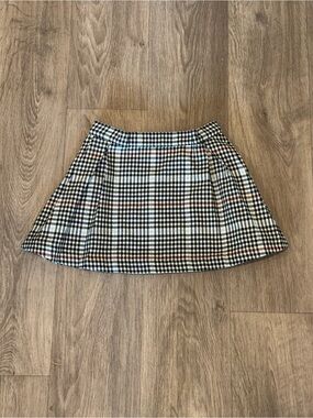 The Beaufort Bonnet Company Black & White Plaid Circle Skirt with Rust Accents